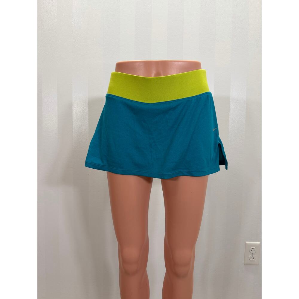 NIKE DriFit Teal/Lime Green Athletic Skort Sz S